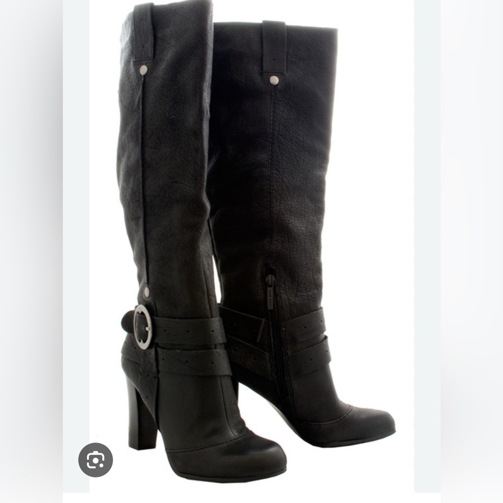 Nine West Boots Womens 9M Convince Me Pull On Tall Riding Brown Leather Boots
